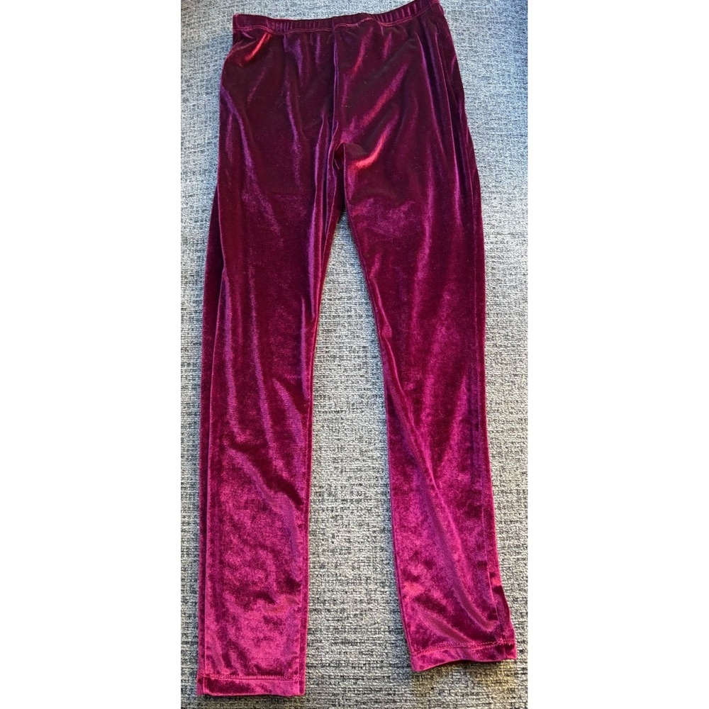 April Cornell Burgundy Velvet Leggings Womens Small Wine Red Stretch Slim Pants